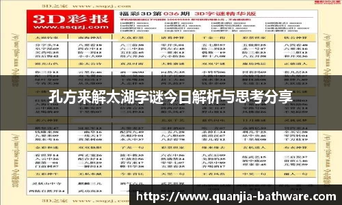 孔方来解太湖字谜今日解析与思考分享